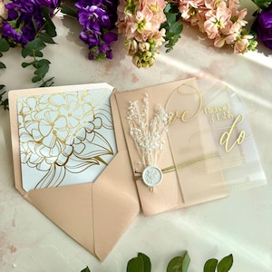 Conjunto de convites de casamento de acrílico fosco com champanhe, cartão de detalhes de convites de casamento personalizados, convite de princesa para festa de 16 anos