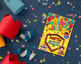 Invitación de cumpleaños infantil: invitación digital, imprimible y editable en Canva.