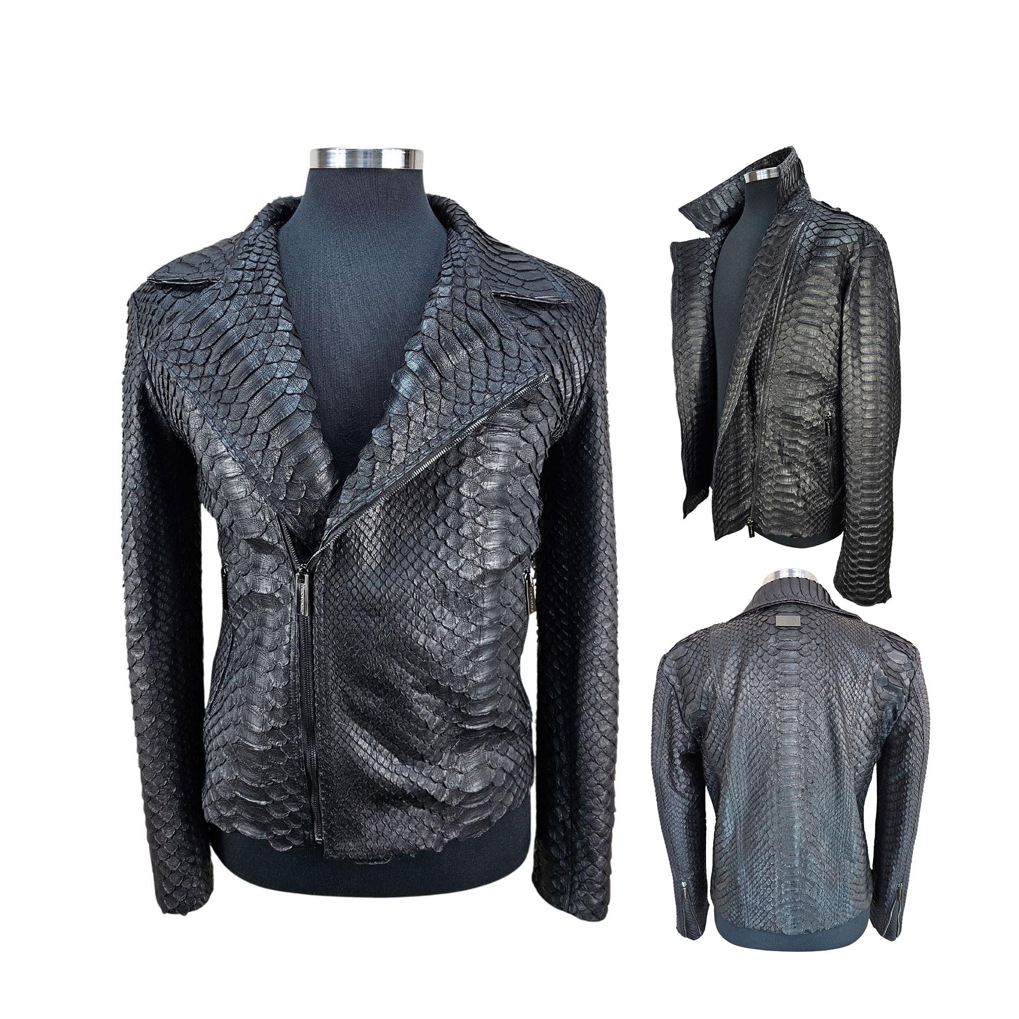 ジャケット・アウター unknown black pythons long coat Man's Snakeskin Trench Coat, Python Leather Men's Coat
