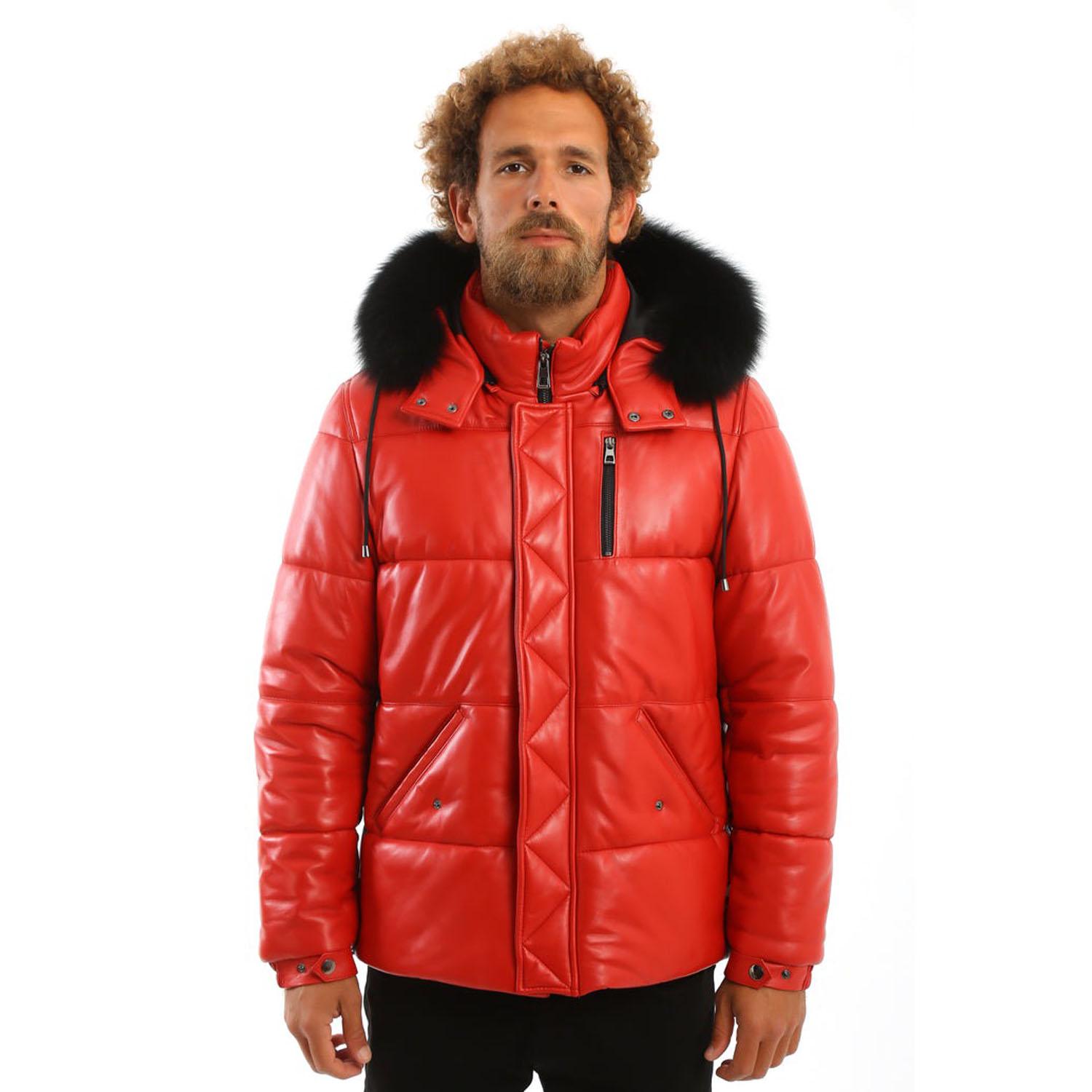 ジャケット・アウター fur docking lamb leather down jacket fur docking lamb leather down jacket