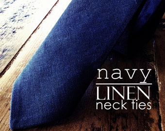 n a v y  . Linen. NECKTIE