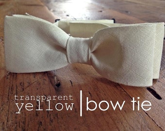 t r a n s p a r e n t. y e l l o w.  LINEN bowtie