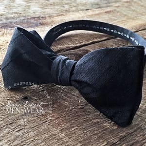 black duponi silk freestyle bow tie image 1