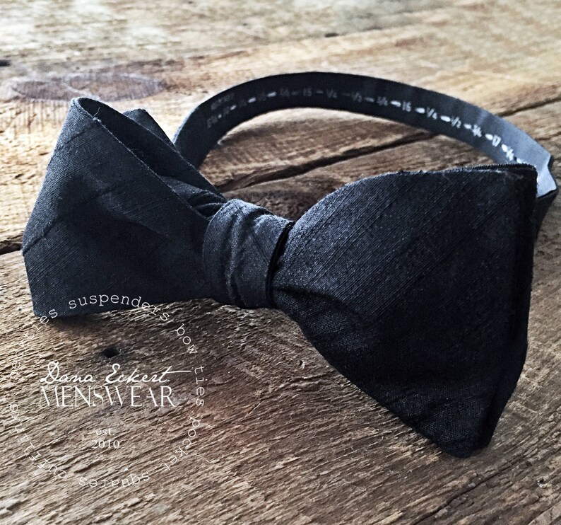 black duponi silk freestyle bow tie image 1