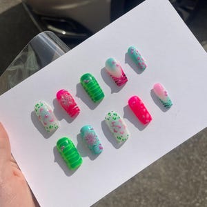 tropical summer press on nails