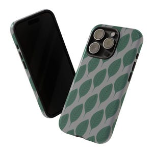 Minimalistische grüne Blatt Muster Handyhülle Botanische Natur inspiriert Eco Style Cover für iPhone Android Case Tough Cases for Naturliebhaber
