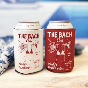 Beach Trip Bachelorette Can Coolers, Custom Drink Holder, Party Favors, Custom Gifts for Bridal Showers, Coastal Decor, Bridal Shower Party