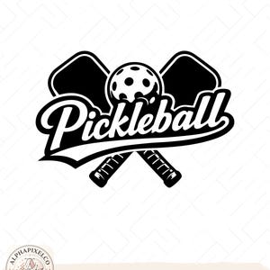 Pickleball svg with Crossed Paddles, Script Sports Logo Shirt Design, Player Gift Cut File for Cricut and Silhouette, Digital Download