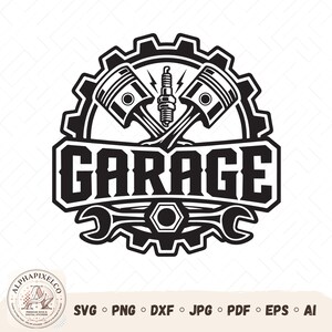 Piston Garage SVG PNG, logo mechanika samochodowego, projekt koszulki dla garażu samochodowego, prezent dekoracyjny do warsztatu, plik Cricut Cut PNG dxf jpg pdf eps ai