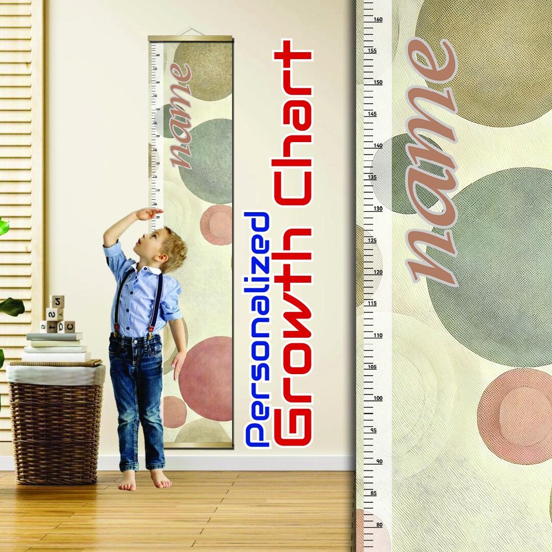Personalized Kids Growth Chart - Boho Neutral Height Ruler - Custom ...