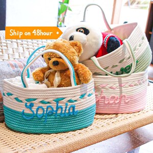 Benutzerdefinierte Neugeborenen Babykorb, personalisierte Babykorb mit Namen, handgefertigter Babykorb, Baby Spielzeug Korb, Baby Jungen / Mädchen Geschenk, Baby Geburtstagsgeschenk