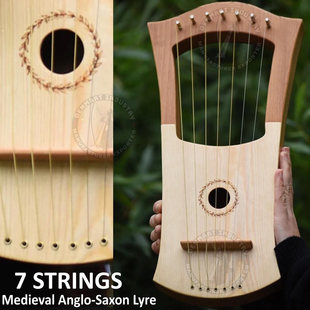 Medieval 7-string Lyre – Kravik Style Handcrafted Wooden Lyre Harp ...