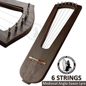 Anglo-Saxon Travel Lyre – 6 String Handcrafted Viking-Style Wooden Lyre Harp – Portable Early Medieval Musical Instrument