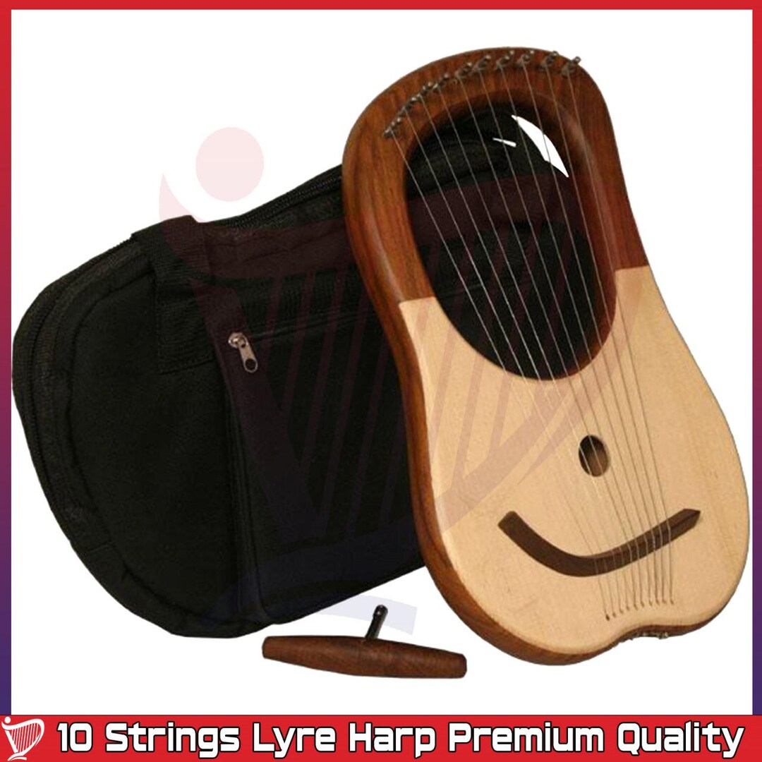 Solid Metal String HANDMADE Lyre Harp 10 Metal Strings Rosewood of Solid Wood With Free ...
