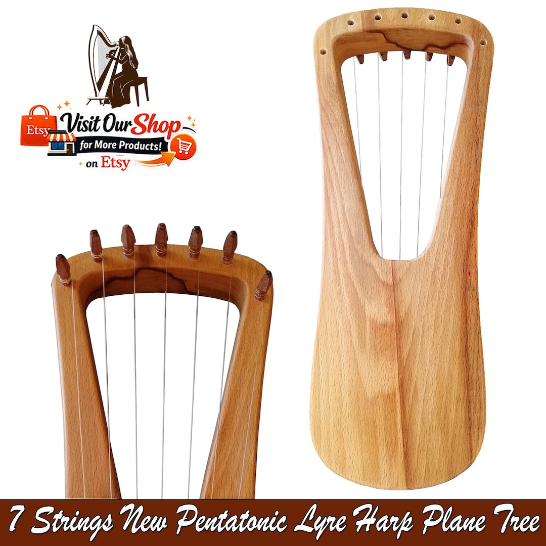 7 String Pentatonic Lyre Harp Handmade Wooden Lyre With Carry Bag Sound ...