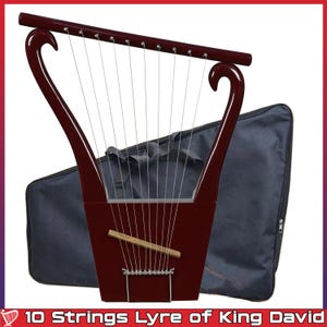 10 String Lyre Harp | Ancient Style Musical Instrument | Handcrafted Lyre of King David Replica | Celtic Folk Music Gift By Denmart Industry