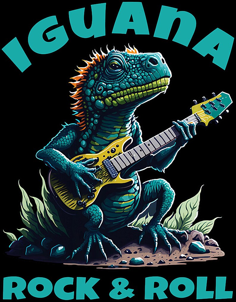 File PNG Iguana Rock and Roll - Etsy