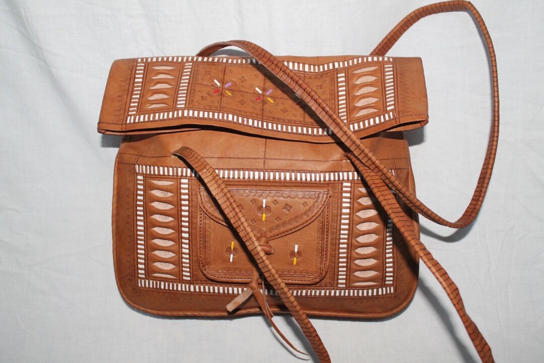 Tuareg-Style Duffle Bag — Berber-Style Camel Leather Mali Modern take on traditional Tuareg camel leather bag  main image 3