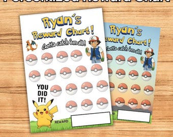 Personlized Pokemon Inspired Reward Chart for Kids Printable Chore Chart Behavior Tracker Pikachu Pokemon Trainer Theme Daily Routine Chart