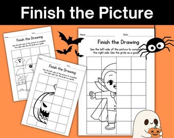 Halloween Reflecting Symmetry Drawing Coloring Pages Early Finishers Worksheets