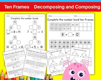 Monster Number Bonds 11-20: Kindergarten Math Worksheets (Digital Download)
