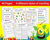 Monster Counting to 10 Worksheets: Kindergarten Math (Digital Download)