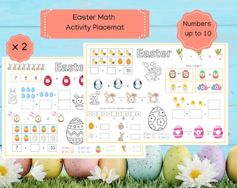 Easter Math Activity Placemat: Fun Math Worksheets (Digital Download)