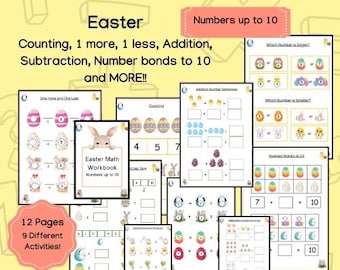 Easter Math Worksheets: Preschool Kindergarten Printable (Digital Download)