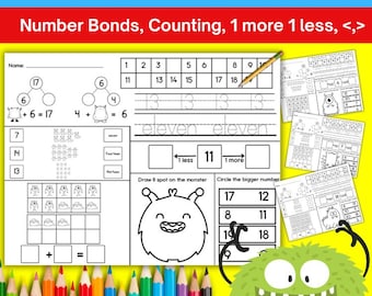 Monster Math Activity Mats: Number Sense 1-20 (Printable Worksheets)