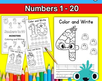 Monster Color by Number: Kindergarten Math Worksheets (Digital Download)