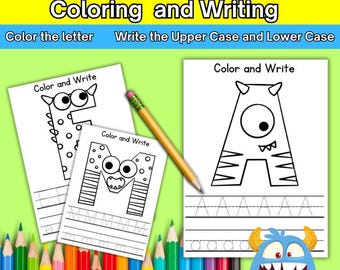 Monster Alphabet Coloring Pages: Letter Tracing, Formation Worksheets (Printable Homeschool)