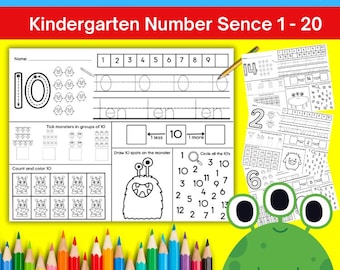 Monster Number Activity Mats: Kindergarten Math Worksheets (Printable)