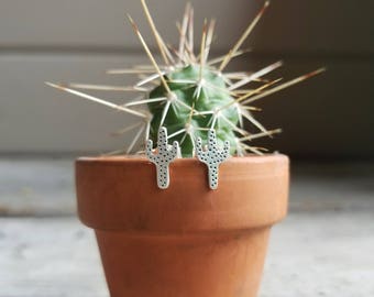 Tiny Saguaro Cactus Stud Earrings