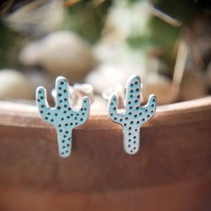 Tiny Saguaro Cactus Stud Earrings image 2