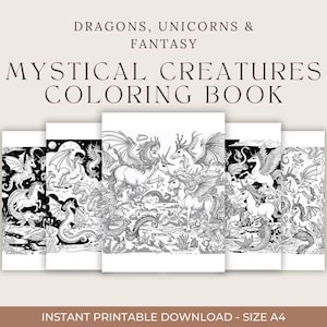 Mystical Creatures Coloring Book | Dragons, Unicorns & Fantasy