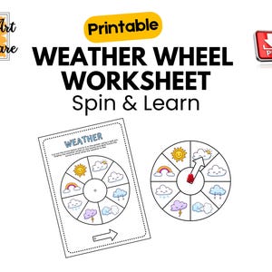Roue météorologique imprimable - Feuille de travail sur la météo Montessori pour l'école à la maison - Activités préscolaires - Matériel Montessori pour enfants
