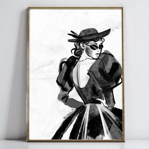 Vintage Fashion Poster: Black & White Chic Decor (Digital Download)