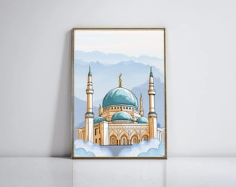 Impresión de arte mural de mezquita: Decoración islámica moderna para el hogar (descarga digital)
