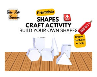 Sviluppi tridimensionali stampabili, attività di matematica da ritagliare e piegare per bambini, foglio di lavoro STEM di geometria Montessori, PDF per l'istruzione domiciliare con download immediato