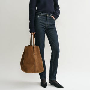 gift for her leather handbag Handmade large brown suede leather tote bag with adjustable strap and spacious design for women perfect as a work or travel shoulder purse Minimalist oversized brown suede leather tote bag for women featuring a roomy interior durable stitching and premium cowhide suede material Luxury brown suede leather shoulder bag for women with adjustable strap versatile tote design and high quality craftsmanship ideal for daily use Elegant large suede leather tote in rich brown