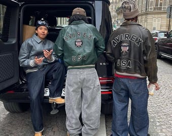 Vintage Avirex USA Leather Bomber Jacket – Genuine Cowhide Flight Style