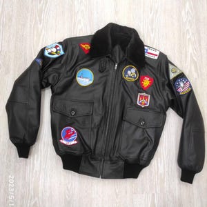 leather jacket fashion , aviation jacket tom cruise jacket jacket with patches Cowhide Real Leather Jacket-Pete Maverick Tom Cruise Leather