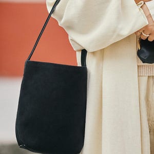 Women’s Leather Tote Bag Large Suede Bucket Bag Brown Leather Hobo Bag Work Tote Elegant Slouchy Shoulder Purse Large Handbag Gift For Her