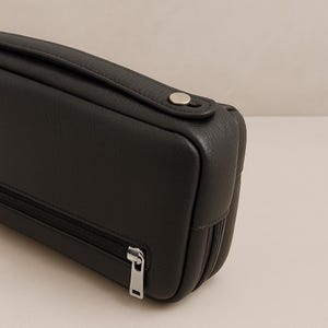 Black Leather Toiletry Bag for Men: Genuine Leather Travel Organizer