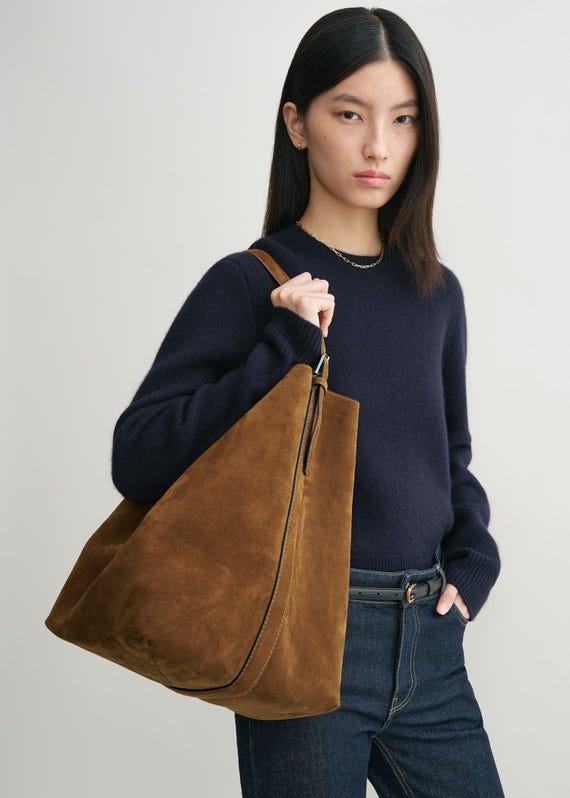 Extra Large Tote Bag – Suede or Genuine Leather, Oversized Shopping Bag, Travel Shoulder Tote for Women, Minimalist Everyday Leather Purse