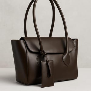 Braune Tasche Schulter Echtes Leder für Frauen Handgefertigte Schaffell Arbeit Geldbörse Büro Schultertasche mit Lange Griffe Geschenk Idee