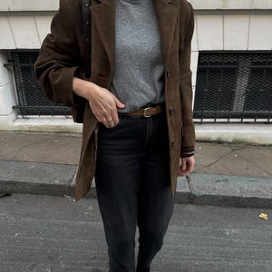 Brown Suede Leather Jacket Women Genuine Sheepskin Coat Handmade Casual Outerwear Tailored Fit Elegant Vintage Style Blazer Fall Fashion