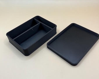 Standard Size Plastic Tobacco Tin With 3 Compartments Storage Box Black