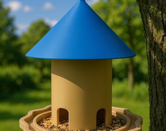 Morden Little Outdoor Bird Feeder Plastic Garden Decor Food Blue