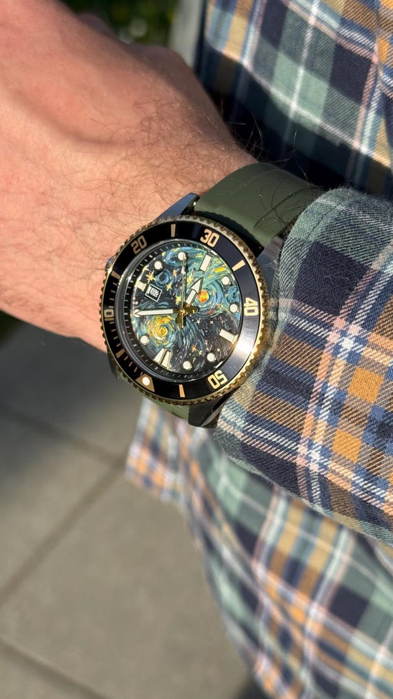 Custom Hand-painted Casio MDV-106 | Van Gogh Inspired Dial | - Etsy